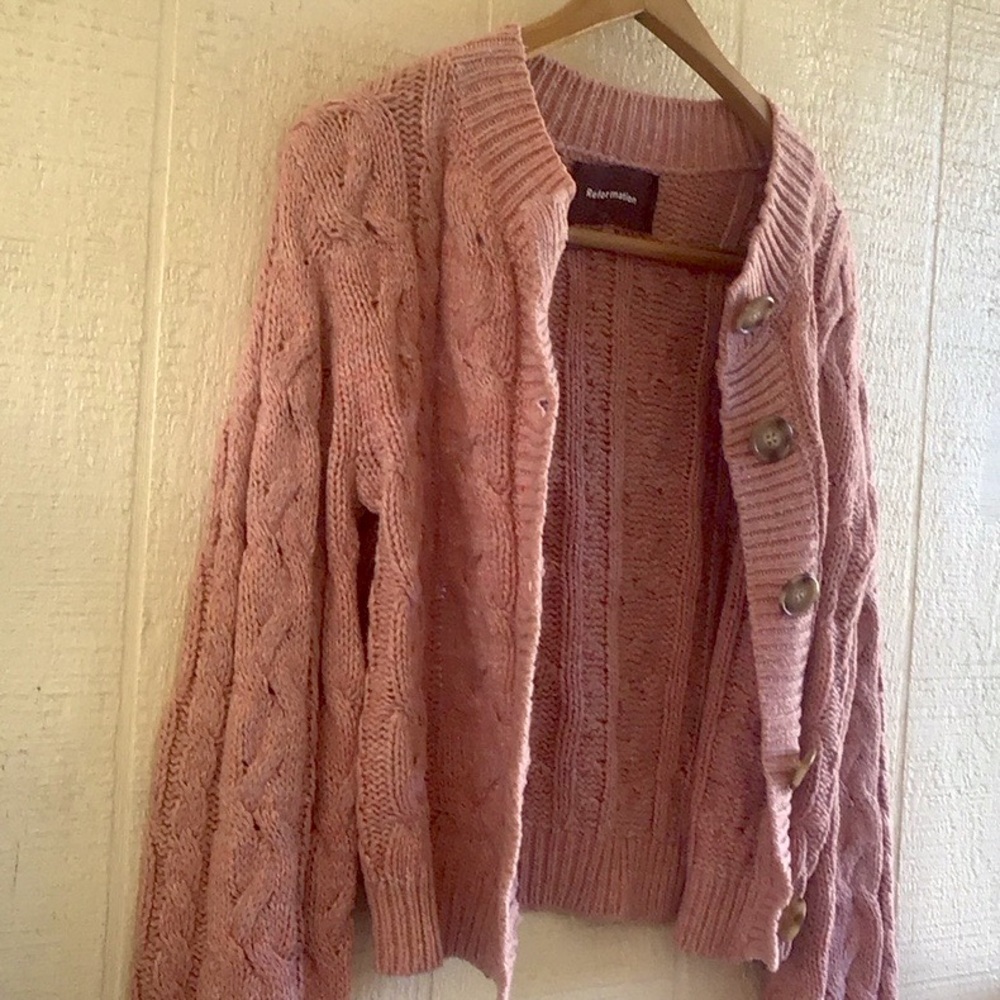 Reformation Annie cable knit cardigan sweater - Picture 15 of 16